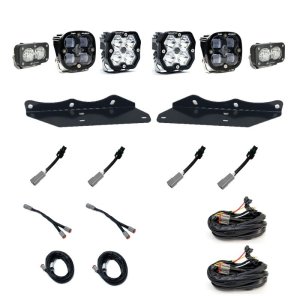 Ford Raptor Fog Light Pocket Kit - Baja Designs - Squadron 2.0 Sport (Spot) + 1.0 SAE + S2 Sport W/C - Clear - `17-`20